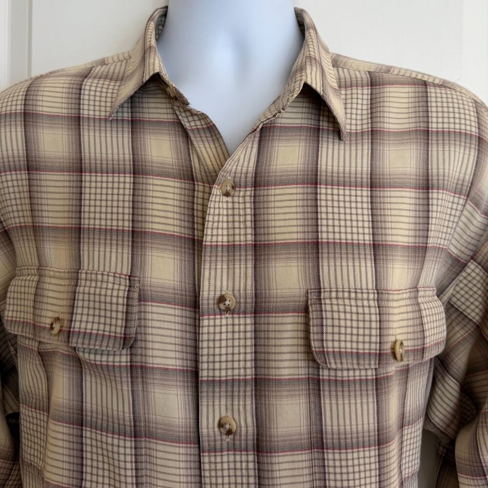 Polo Ralph Lauren Cotton & Wool Plaid Long Sleeve Shirt, Large, VGC